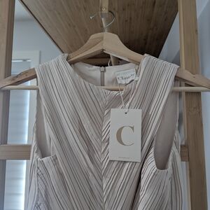 Claquette Pleated Midi Dress in Cream